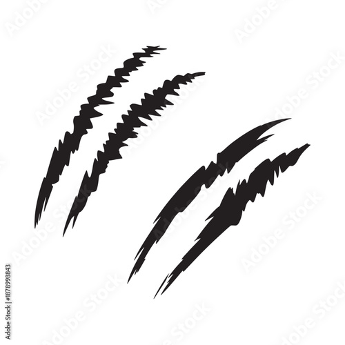 Black claw marks illustration with jagged edges and dynamic scratch patterns
