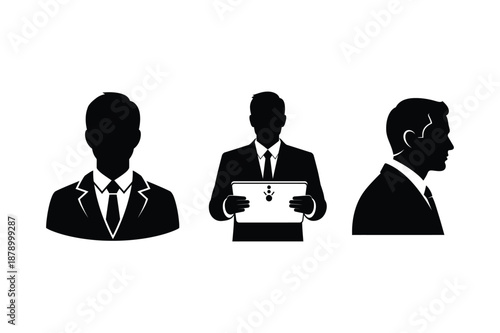 A set of CEO silhouette icon vector art illustration