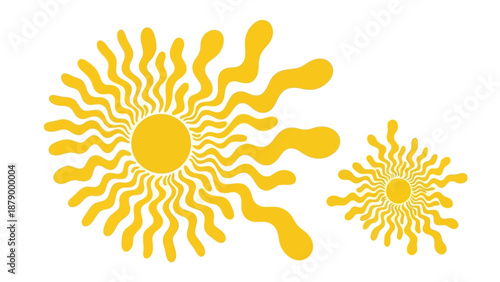 Vibrant suns shine with wavy lines in abstract artwork background