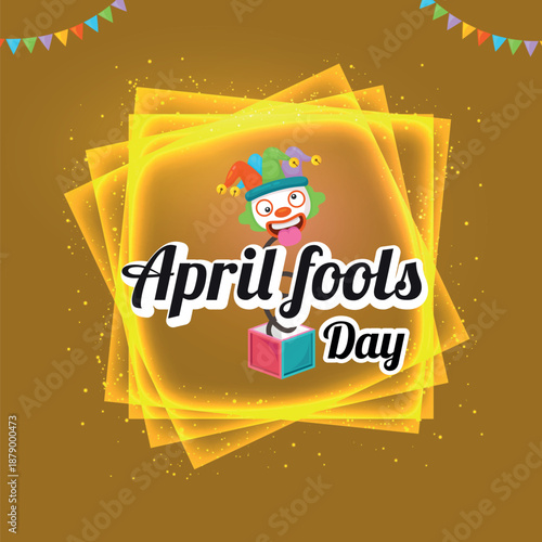Illustration vector April fools day banner design template with funny prank  background