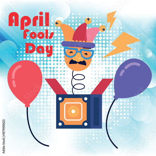 Illustration vector April fools day banner design template with funny prank  background