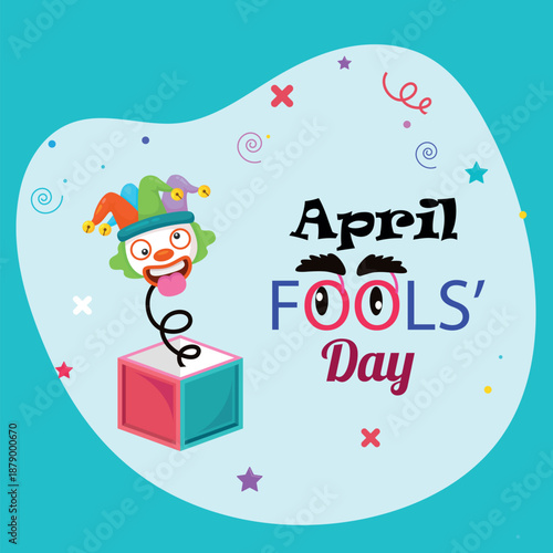 Illustration vector April fools day banner design template with funny prank  background