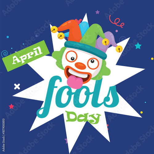 Illustration vector April fools day banner design template with funny prank  background