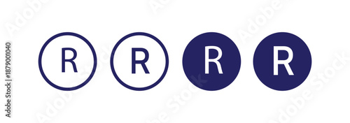 Registered trademark symbol icons set in black and blue colors on white background