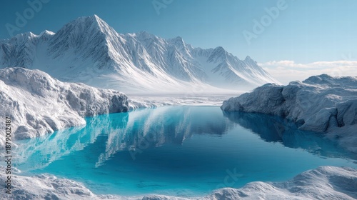 Wallpaper Mural Stunning view of a glacial lake surrounded by snow-covered mountains. Torontodigital.ca