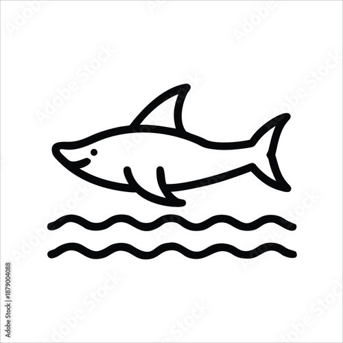 Single line drawing of a shark swimming underwater