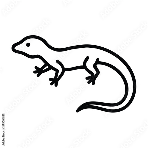 AdobeHand drawn line art illustration of a lizard depicting it resting on a rock for wildlife concepts Illustrator Artwork