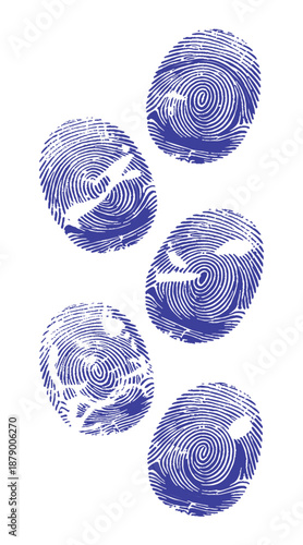 Vector blue fingerprint background. Detailed fingerprint on grunge background symbolizing identity verification.	
