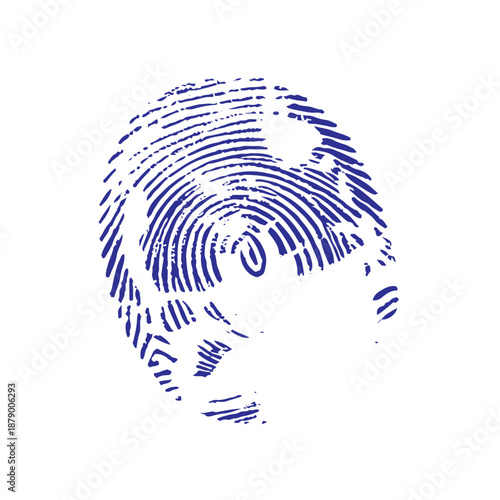 Vector blue fingerprint background. Detailed fingerprint on grunge background symbolizing identity verification.	
