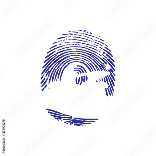 An abstract fingerprint design with a grunge texture background. Vector fingerprints Transparent background.	
