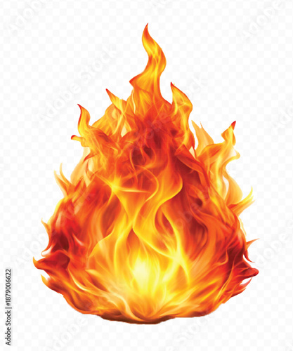 realistic 3d fire flame in curve style isolated on transparent background	
