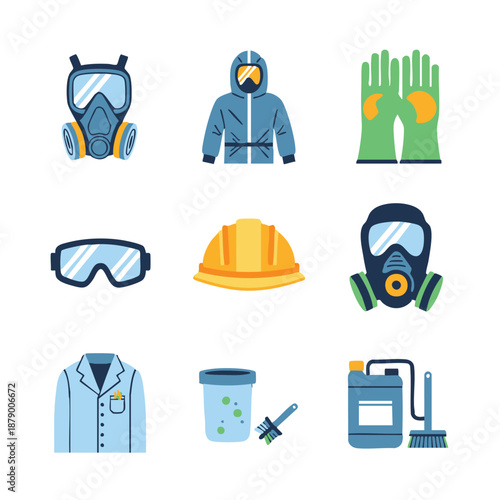 Personal protective equipment set for industrial safety workflow