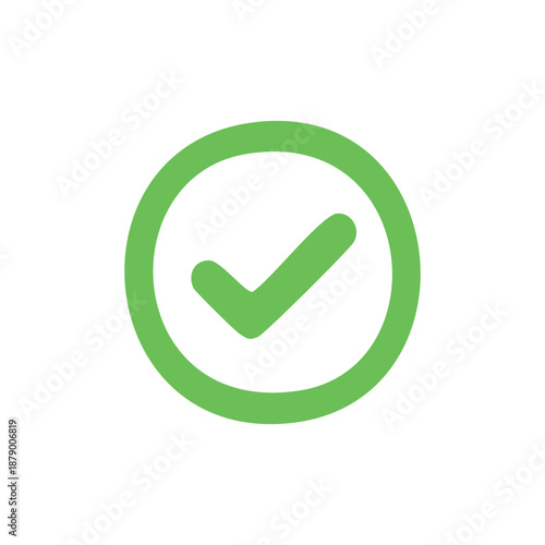 Green check mark in circle simple icon clean design flat
