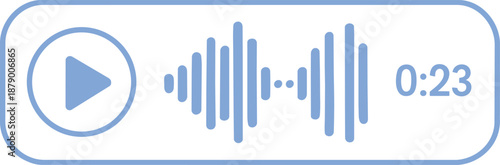 Audio track player interface with blue sound wave