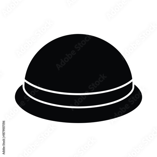 Black Bowler Hat Icon  Classic Style Business Cap for Men and Women