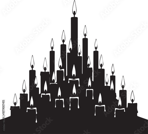 Illuminated candles on a table