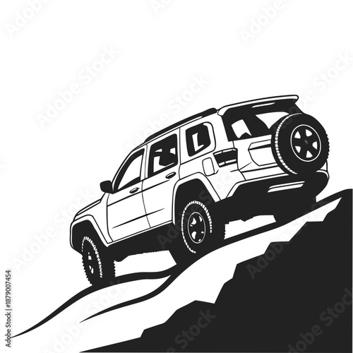 Off-road suv conquering a rocky terrain