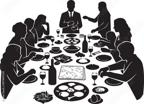 Group enjoying dinner together