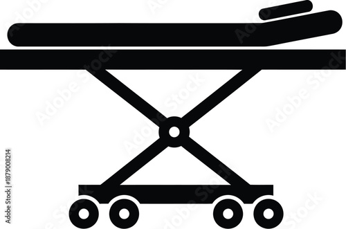  Hospital stretcher, ambulance stretcher or gurney icon illustration.