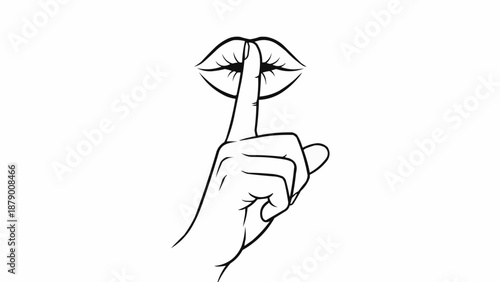 Finger on lips gesture for silence and secrecy.
