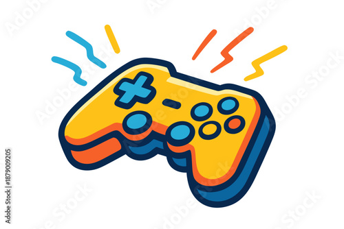 Vibrant Yellow Game Controller with Dynamic Motion Effects