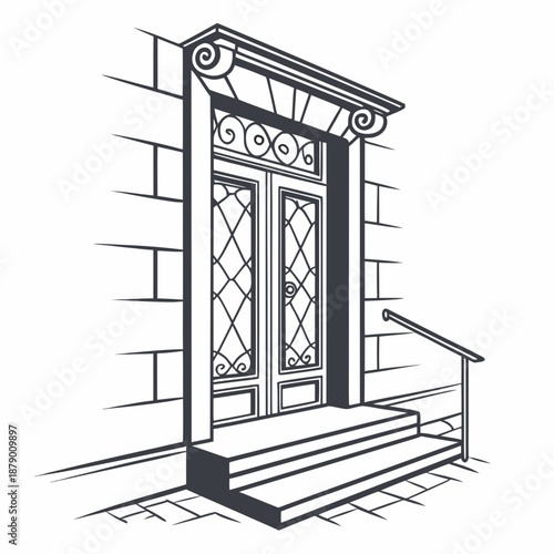 Classic entrance with iron grill door