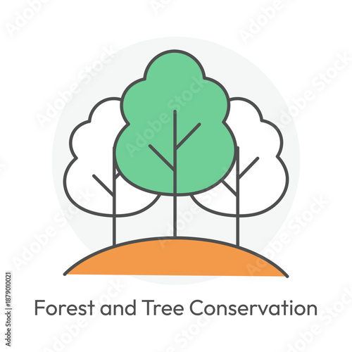 Forest conservation and tree protection for green planet icon with editable stroke.