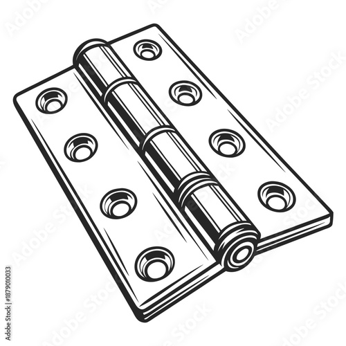 Black and white door hinge illustration