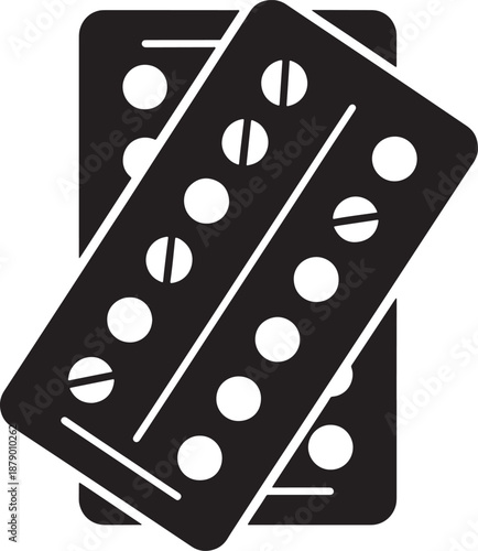 Blister packs of pills silhouette icon illustration for medical and health concepts Vector