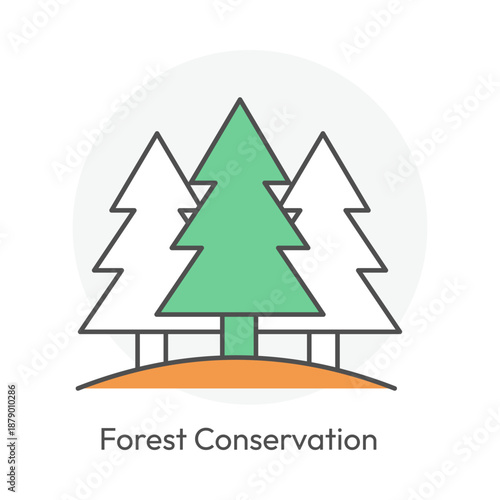Forest conservation and reforestation environmental protection icon with editable stroke.