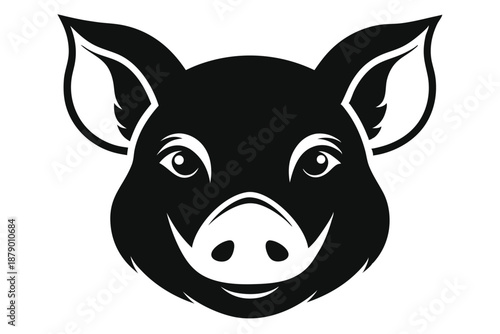 simple pig head line art silhouette vector illustration