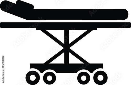 Hospital stretcher, ambulance stretcher or gurney icon illustration. 