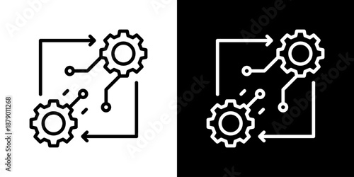 Combination Icon Set Vector Collection Isolated In Black And White