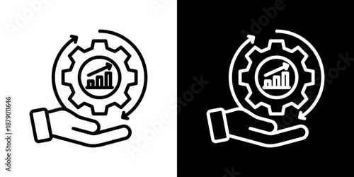 Business Management Icon Set Vector Collection Isolated In Black And White