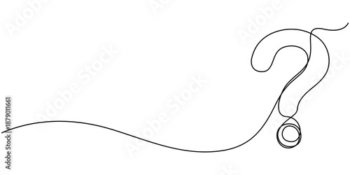 Question mark vector one line drawing illustration