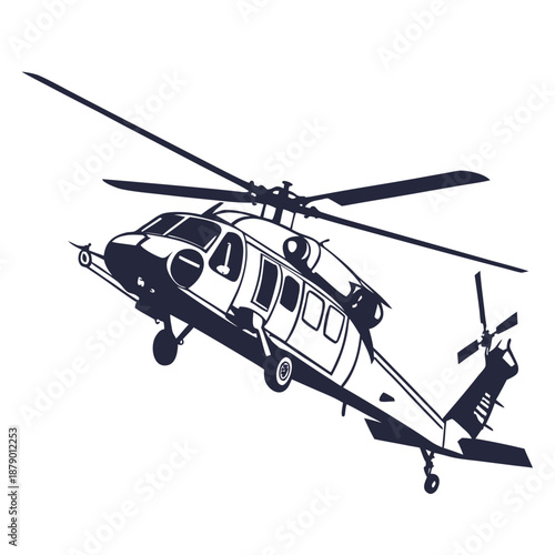 Military helicopter in flight