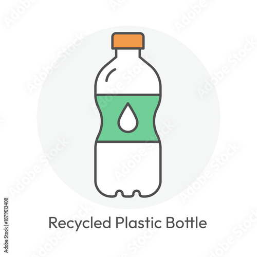Recycled plastic bottle symbolizing waste reduction solution icon with editable stroke.