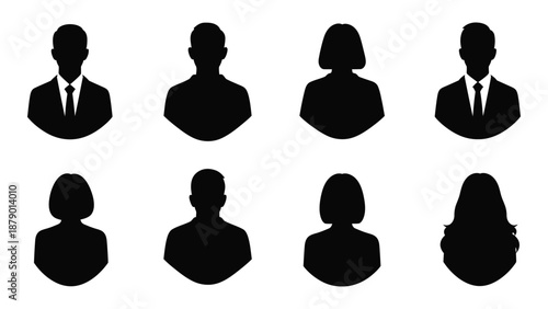 Silhouettes of business people isolated on white background, Vector