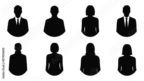 Silhouettes of professionals in business attire isolated on white background, Vector