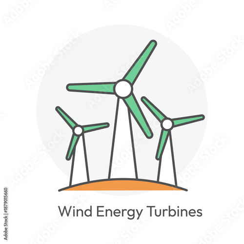 Wind energy turbines generating clean renewable electricity icon with editable stroke.