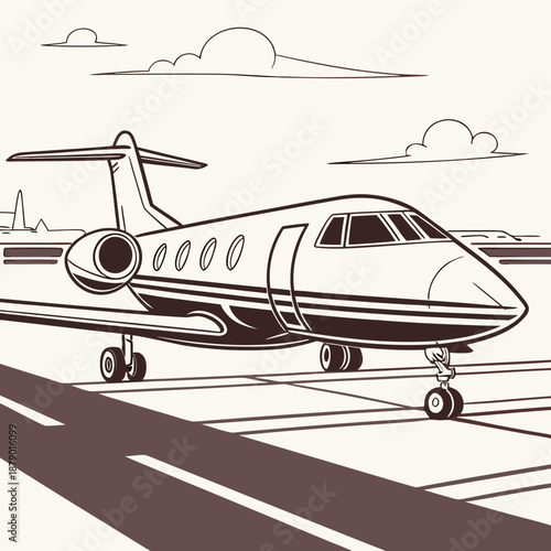 Private jet on airport tarmac