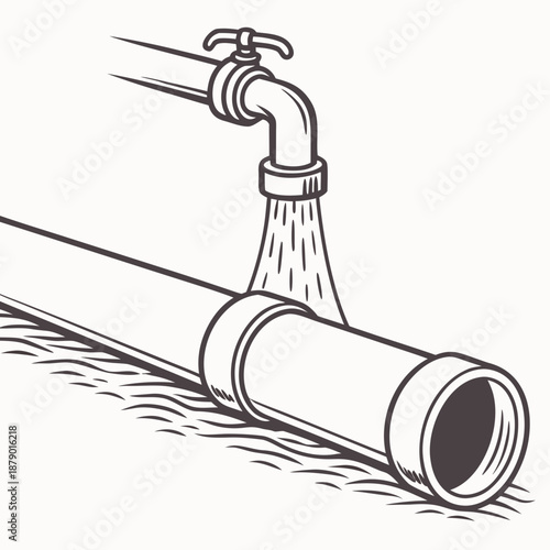 Illustration of a water pipe with a valve
