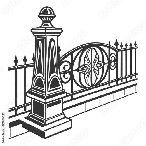Ornate iron gate illustration