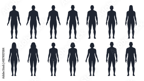 Silhouettes of human figures isolated on white background, Vector