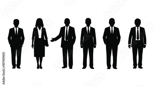 Silhouettes of business people isolated on white background, Vector