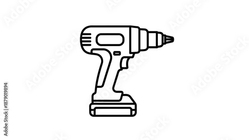 Cordless Electric Drill Screwdriver Power Tool on Isolated White Background
