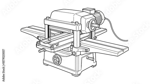 Wood Planer Thicknesser Machine for Woodworking on Isolated White Background