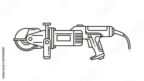 Electric rebar cutter or metal shear for construction use on an isolated white background.