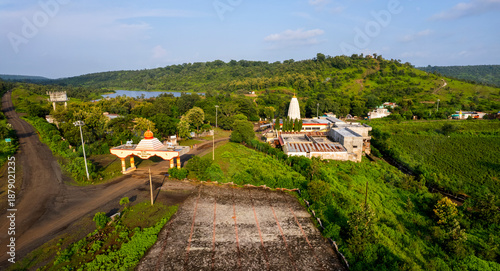 Aerial view of old Hindu temple, India.