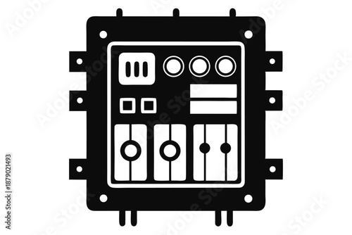 breaker panel line art silhouette vector illustration